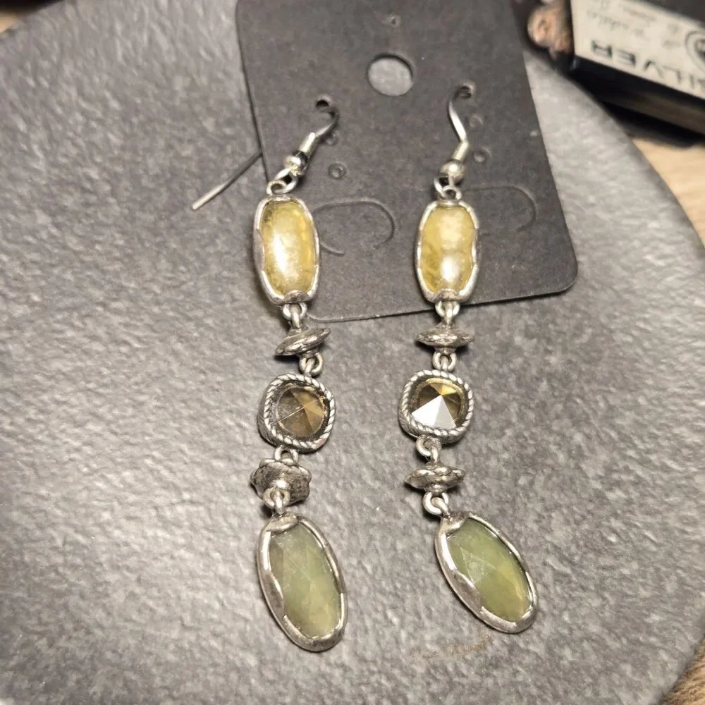 Dangly multistone green Sterling Silver Earrings